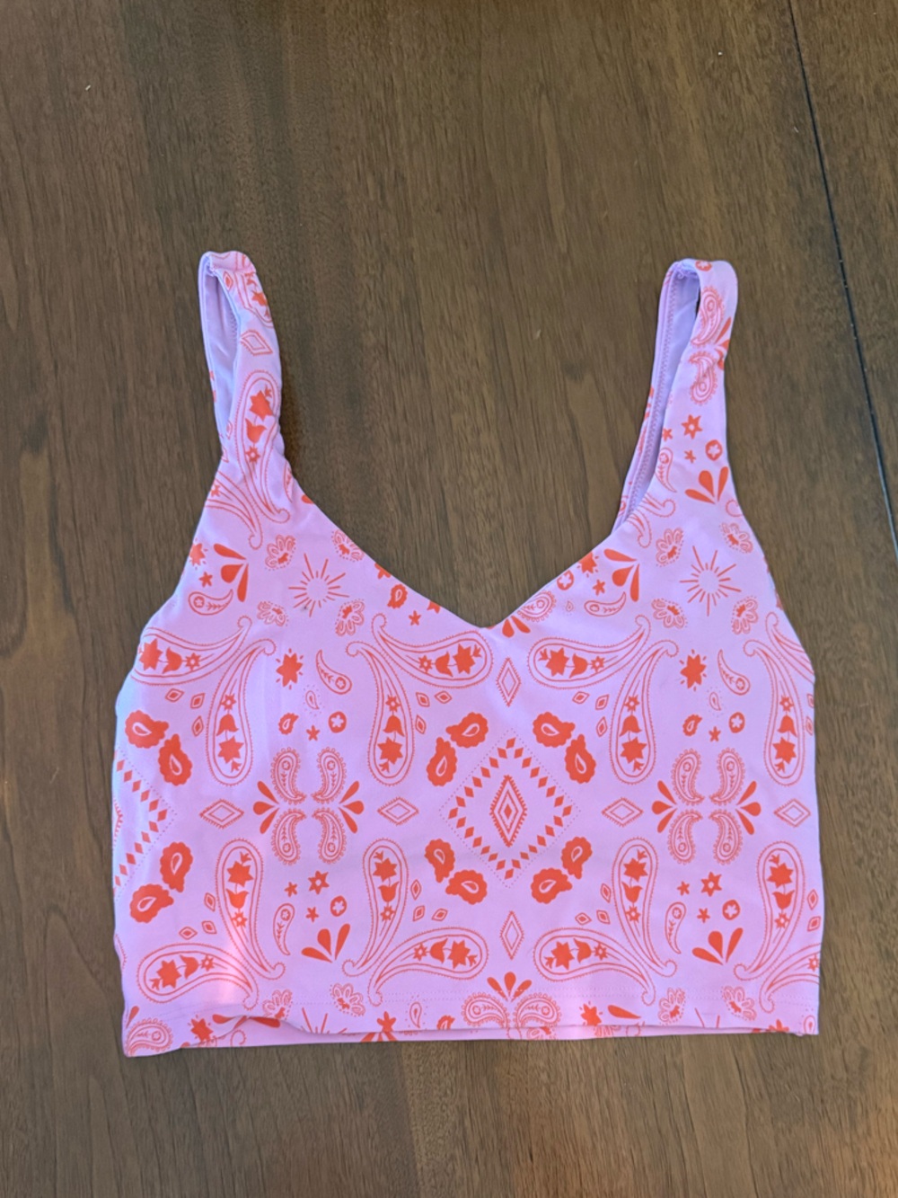 aerie Pink and Orange Paisley Print Tank Top